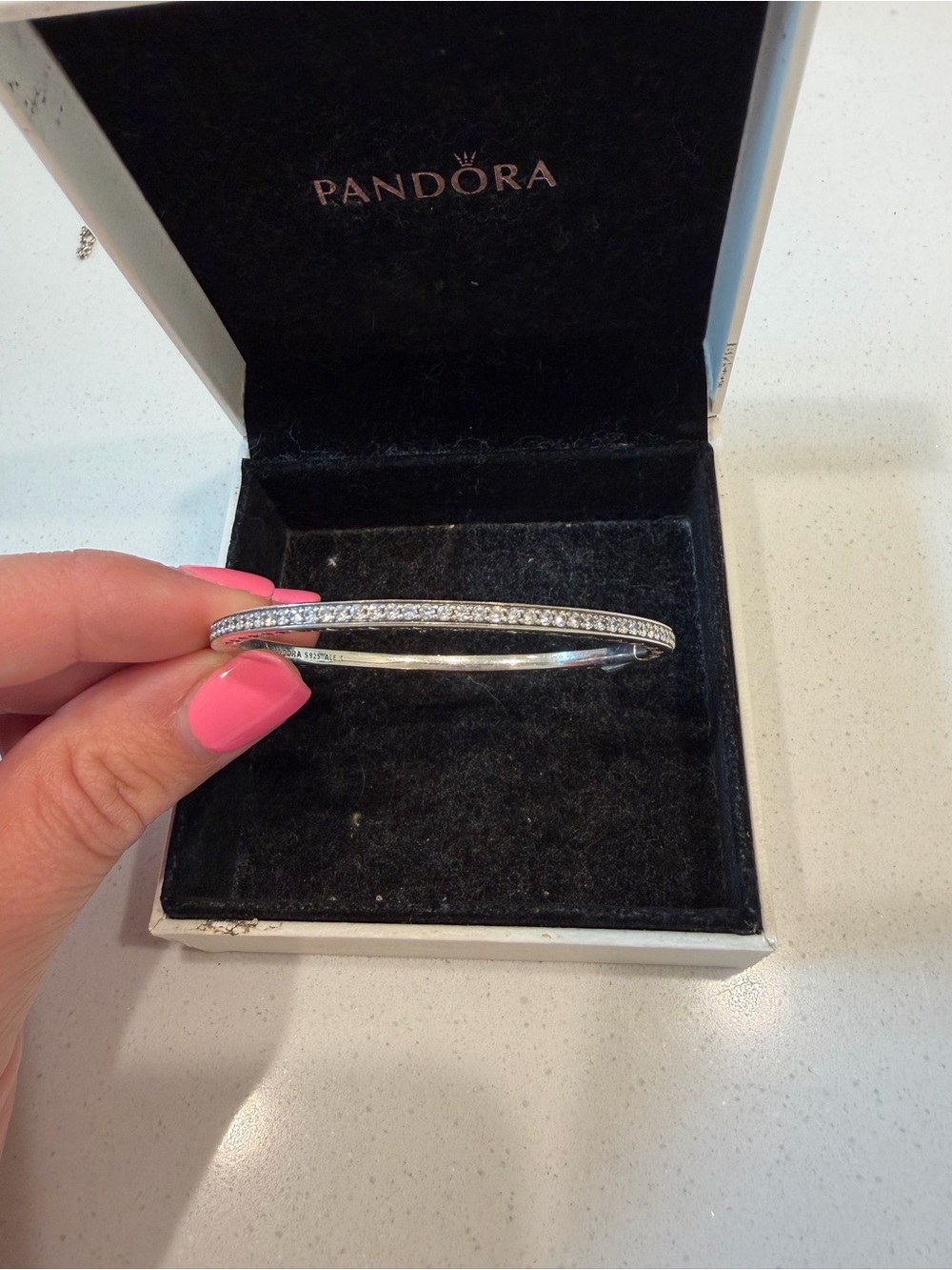 Pandora Silver Radiant Hearts Bangle | Size 1